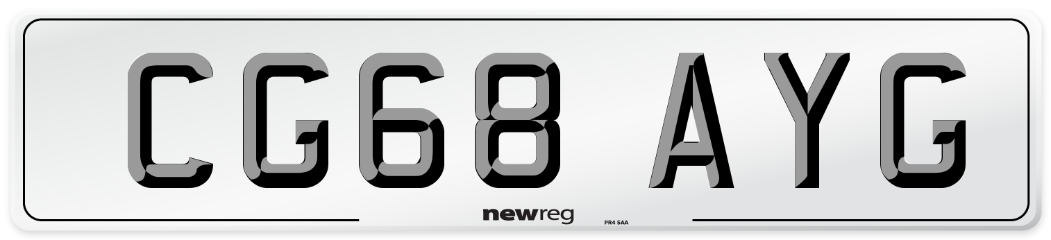 CG68 AYG Number Plate from New Reg